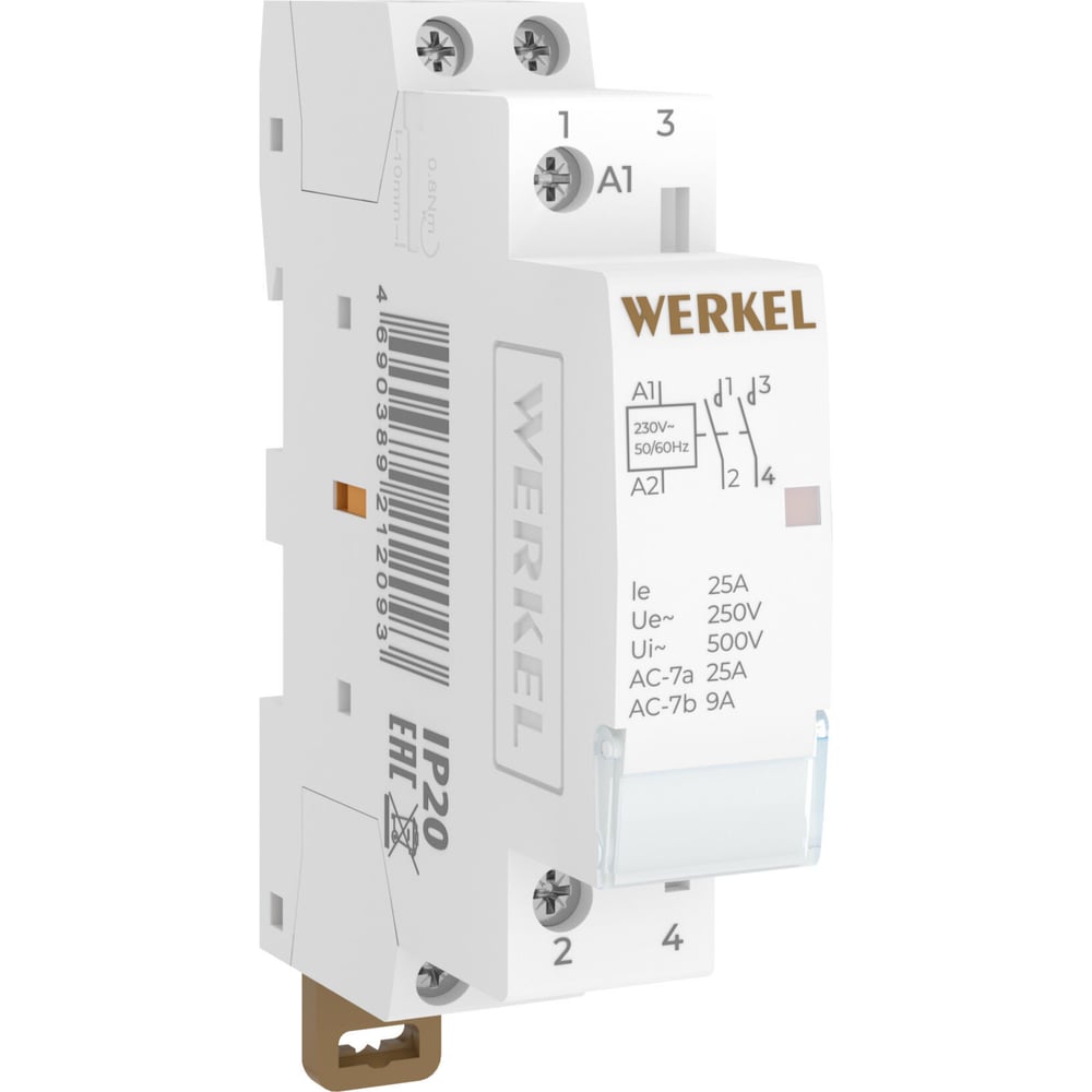 Изображение товара Контактор модульный WERKEL 25 А 2NO IP20 для автоматизации и распределения электроэнергии