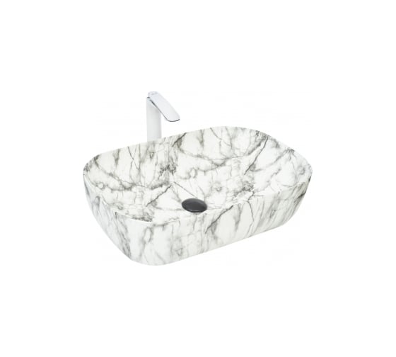 Изображение товара Накладная раковина WeltWasser WW ELBACH мрамор, белая с серым, 610х400х145 2143P M805 10000004554