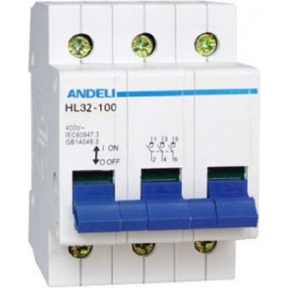 Изображение товара Выключатель нагрузки ANDELI HL32-100 3P 40A модульный IP20