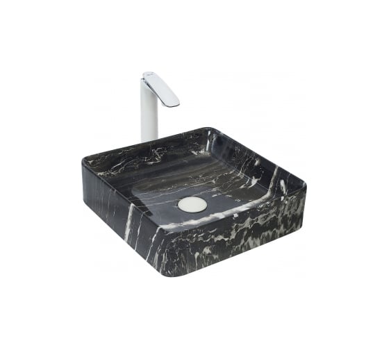 Изображение товара Накладная раковина WeltWasser WW ELBACH мрамор, черная с белым, 400х400х110 2179 K512 10000004546