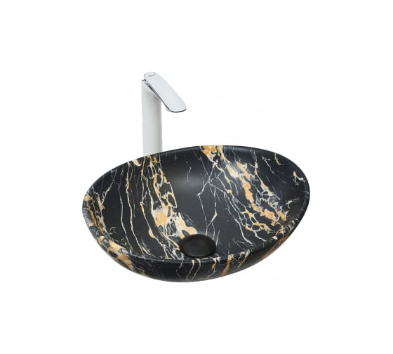 Изображение товара Накладная раковина WeltWasser WW ELBACH мрамор, черная с бежевым, 410х335х145 3078 K514 10000004550