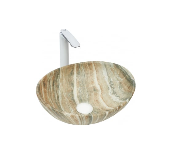 Изображение товара Накладная раковина WeltWasser WW ELBACH мрамор, бежевая с серым, 410х335х145 3078 M804 10000004549