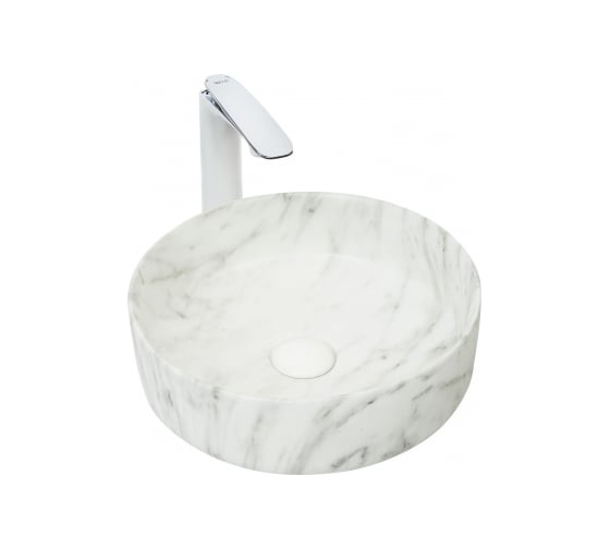 Изображение товара Накладная раковина WeltWasser WW ELBACH мрамор, белая с серым, 355х355х120 3134 M820 10000004541