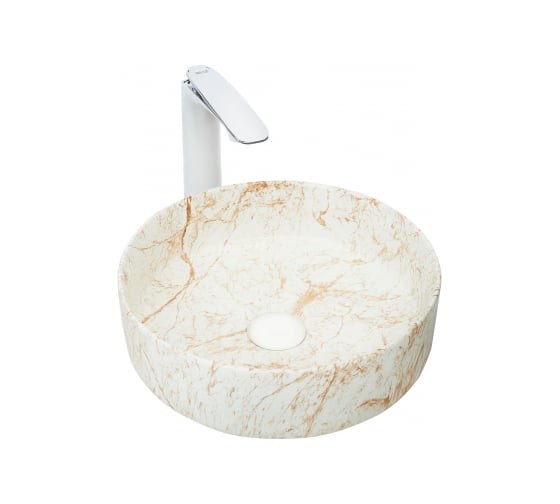Изображение товара Накладная раковина WeltWasser WW ELBACH мрамор, белая с бежевым, 355х355х120 3134 M829 10000004542