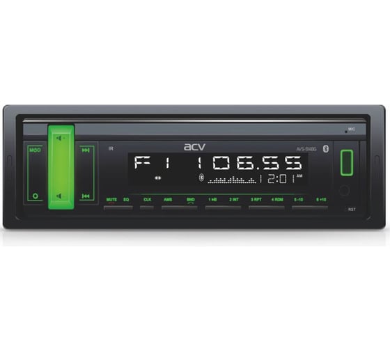 Изображение товара Магнитола ACV 1din/зеленая/Bluetooth/USB/AUX/SD/FM/4х50 ACV AVS-914BG