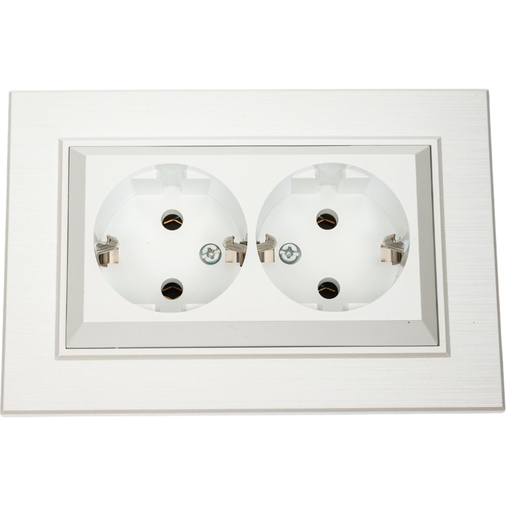 Изображение товара Розетка 2-я MAKEL СП KAREA LINE STAR с заземлением, 16А, IP20, жемчужный