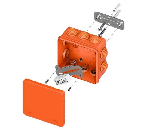 Изображение товара Коробка огнестойкая EKF E45, 100x100x50 мм, с клеммниками, 4 полюса, 0.5-4 мм2, IP55 HF plc-kmfr-100-404