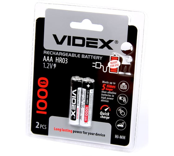 Изображение товара Аккумуляторы Videx HR03/AAA 1000mAh 2BL LSD, низкий саморазряд VID-HR03-1000LSD