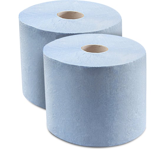 Изображение товара Протирочный материал Бумага Сити 350 м, 2 сл, h-24 см, размер листа 24х35 см, 1000 листов в рулоне, цвет - синий, с перф., целлюлоза, втулка 7,6 см, 2 рул/упак БС-407 (2 рул/упак) М