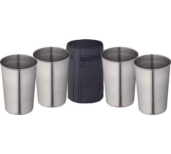 Изображение товара Набор стаканов TOURIST Дружба (4 шт.), в чехле, объём: 170 мл, нержавеющая сталь ДК-554