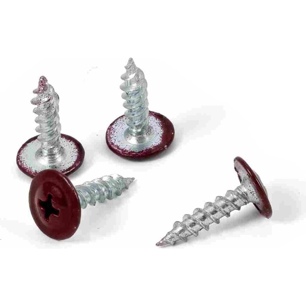 Изображение товара Саморез крашеный с пресс-шайбой 4.2x16 RAL 3005 острый конец, 20 шт