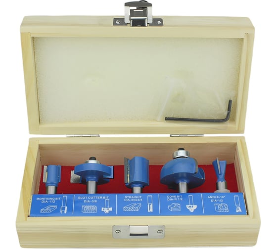 Изображение товара Набор фрез по дереву 5 штук хвостовик S=8 мм дер.коробка Diamond Industrial DIDFRSET85