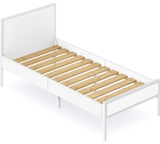 Изображение товара Кровать односпальная Solarius Лофт с реечным основанием, цвет белый с белым металлическим каркасом, 90x200 см kr90loft-bel-white