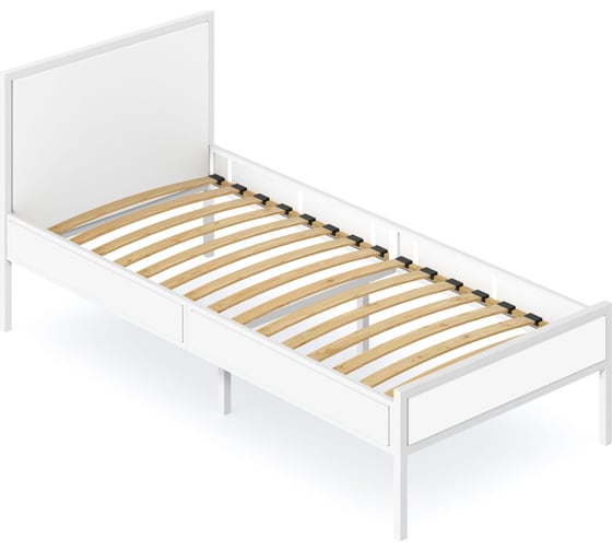 Изображение товара Кровать односпальная Solarius Лофт с ортопедическим основанием, цвет белый с белым металлическим каркасом, 80x200 см kr80loft-bel-white-orto