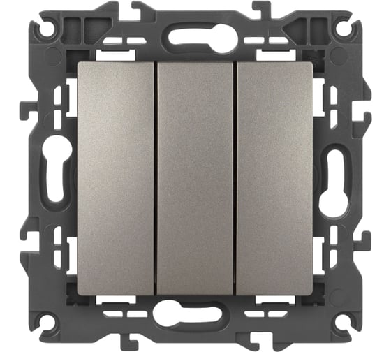 Изображение товара Выключатель ЭРА Elegance 14110716 тройной, 10АХ250В, титан Б0065799