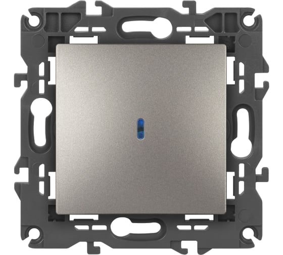 Изображение товара Выключатель ЭРА Elegance 14110216 с подсветкой, 10АХ250В, титан Б0065785