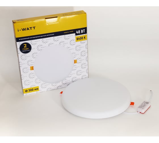 Изображение товара Светильник встраиваемый I-WATT LED 48Вт 6400К 4800Лм 175-240V (круглый) i-16126