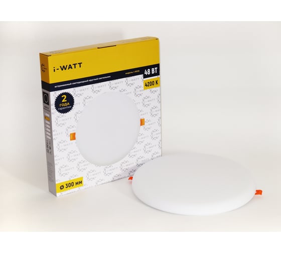 Изображение товара Светильник встраиваемый I-WATT LED 48Вт 4200К 4800Лм 175-240V (круглый) i-16125