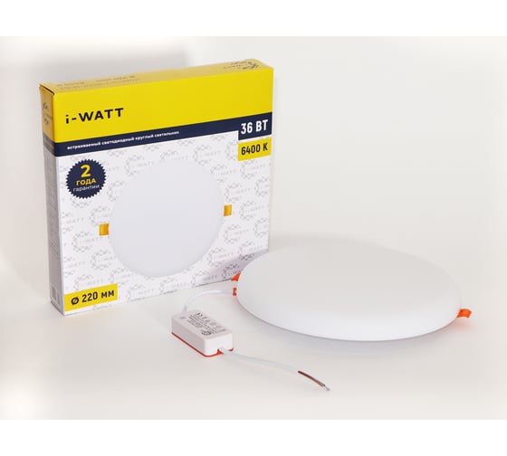 Изображение товара Светильник встраиваемый I-WATT LED 36Вт 6400К 3600Лм 175-240V (круглый) i-16124