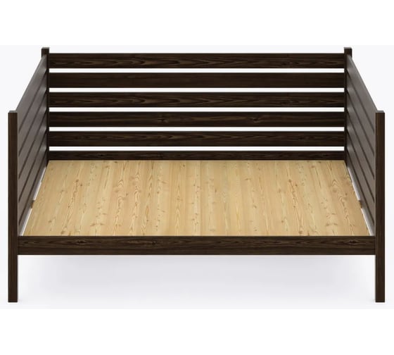 Изображение товара Двуспальная тахта Solarius из массива сосны со сплошным основанием и высокими бортиками, 120x170 см (габариты 130x180), с двумя выкатными ящиками, цвет темного дуба tahta-spin120-170temd-full-2yash