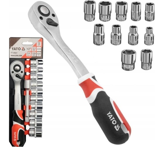 Изображение товара Набор головок с трещоткой YATO 1/2", 12 пр YT-38821