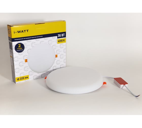 Изображение товара Светильник встраиваемый I-WATT LED 36Вт 4200К 3600Лм 175-240V (круглый) i-16123