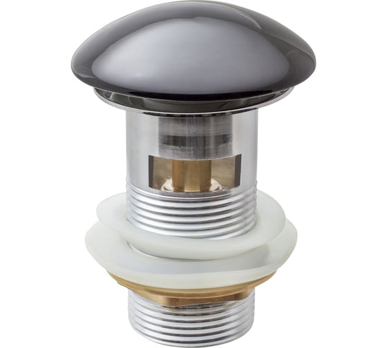 Изображение товара Донный клапан для умывальника MPF 1.1/4", клик-клак, с переливом, черная керамическая крышка ИС.110490