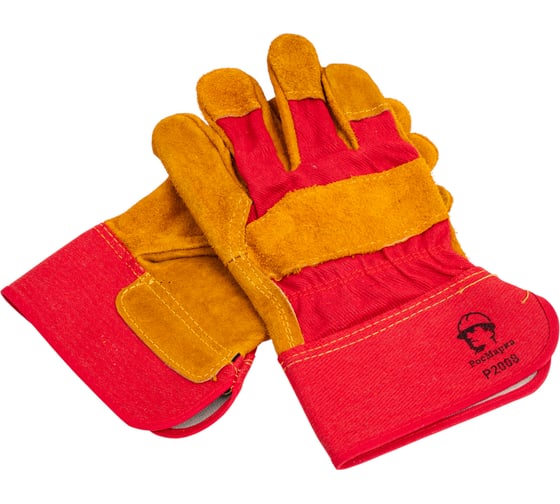 Изображение товара Перчатки спилковые комбинированные РосМарка 2008 красный/желтый, размер 10.5 Р2008