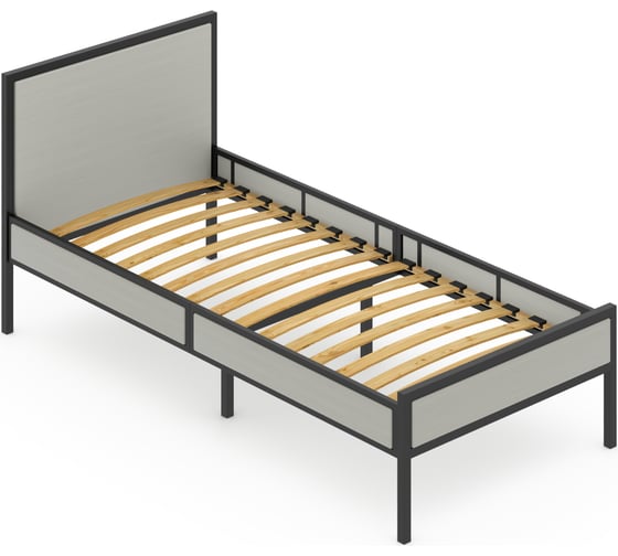 Изображение товара Кровать односпальная Solarius Лофт с ортопедическим основанием, цвет платины с черным металлическим каркасом, 80x200 см kr80loft-plat-black-orto