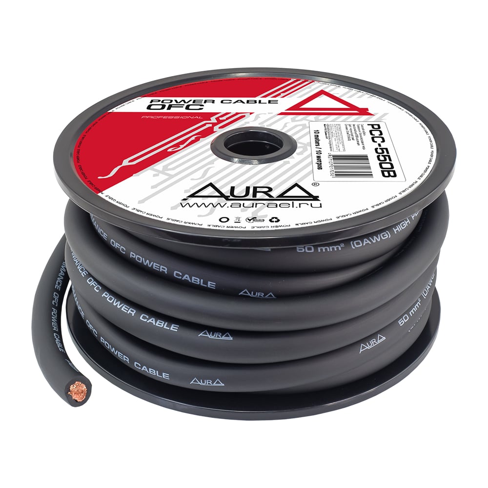 Изображение товара Силовой кабель AURA OFC 50 мм2 10м бухта автомобильный черный