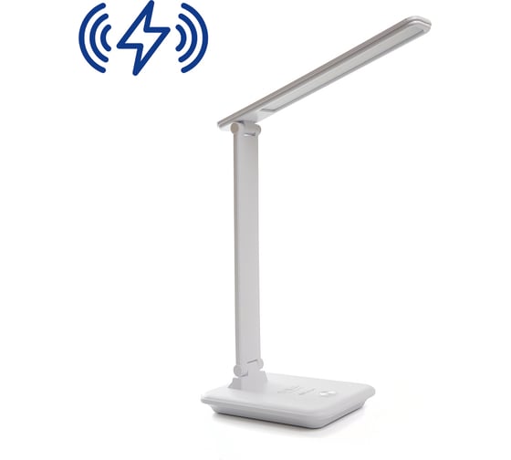 Изображение товара Настольный складной диммируемый светильник FERON 10W, 3000-6000К, беспроводная зарядка и USB порт, белый DE1728 41452