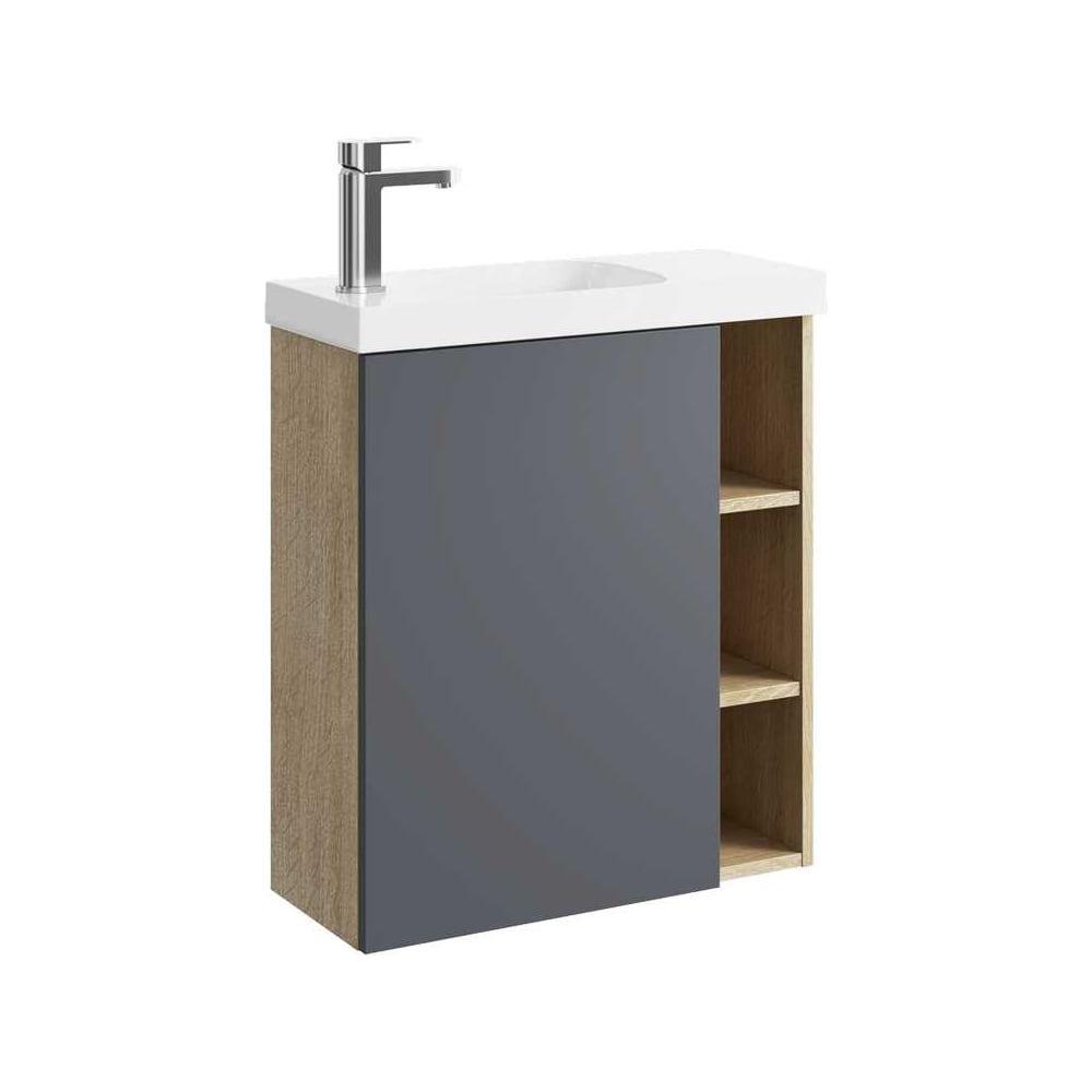 Изображение товара Подвесная тумба для ванной Alba AQWELLA 60 см дуб Давос серый modern