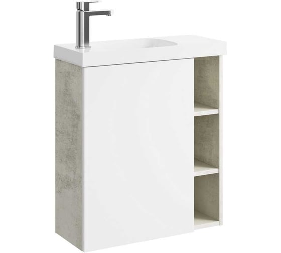 Изображение товара Подвесная тумба AQWELLA для ванной Alba для раковины 37604124 левая 60 см, светлый камень ALB0106LLS