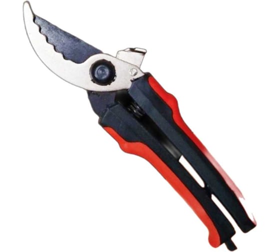 Изображение товара Секатор ООО Агростройлидер 220 мм, зубчатый, с оксидно-никелевым покрытием, с двухкомпонентными ручками на картонной подложке САД-24.14