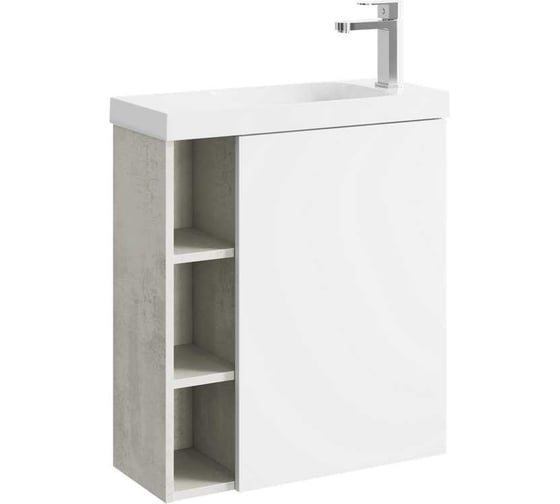 Изображение товара Подвесная тумба AQWELLA для ванной Alba для раковины 37604124 правая 60 см, светлый камень ALB0106RLS