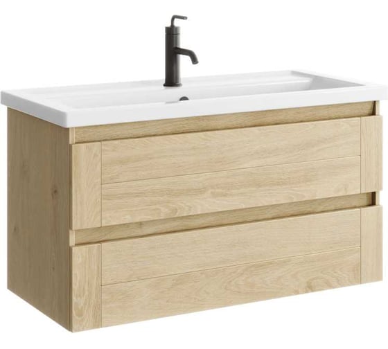 Изображение товара Подвесная тумба для ванной AQWELLA Astrid 100 см к раковине Фостер 100 в цвете дерево светлое AST0110DD