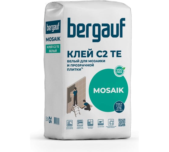 Изображение товара Клей белый для мозаики и прозрачной плитки Bergauf Mosaik 25 кг 211