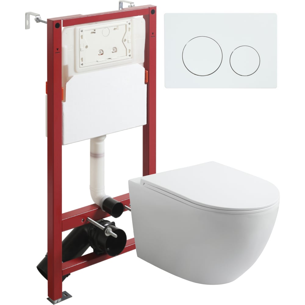 Изображение товара Подвесной безободковый унитаз Agger с инсталляцией микролифт белый с крышкой