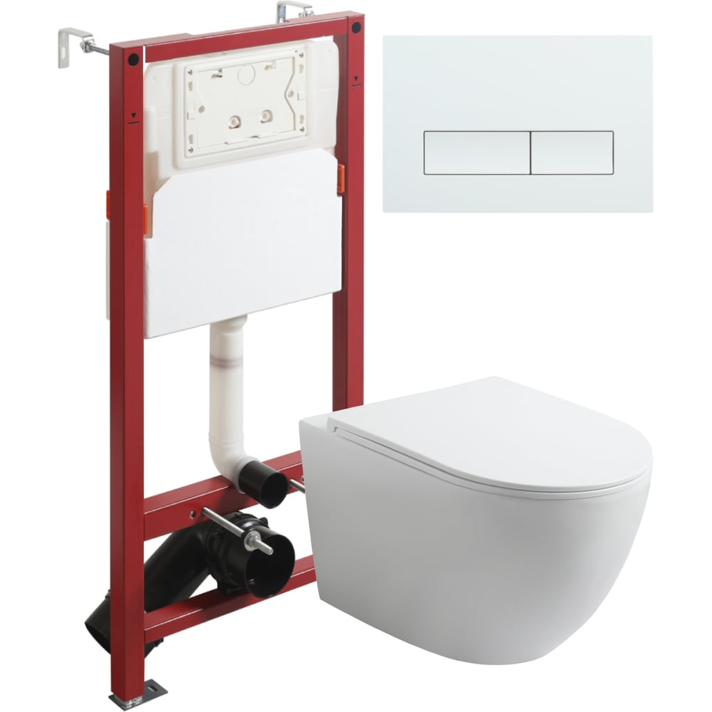 Изображение товара Подвесной безободковый унитаз Agger с инсталляцией и микролифтом белый