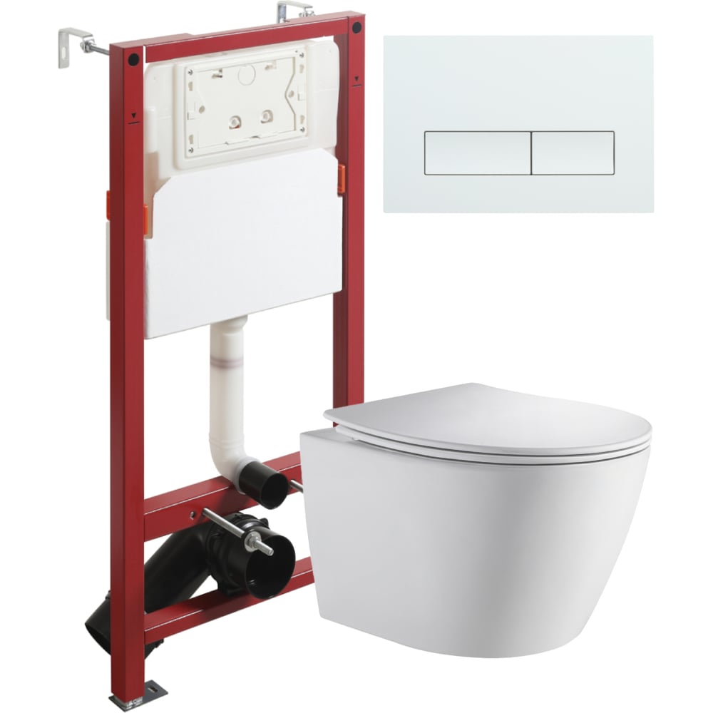 Изображение товара Подвесной унитаз ORANGE безободковый белый с инсталляцией и микролифтом