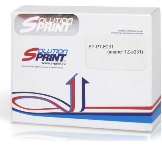 Изображение товара Картридж Solution print с лентой SP E-231 Brother TZe-231 12 мм, черный на белом 131383