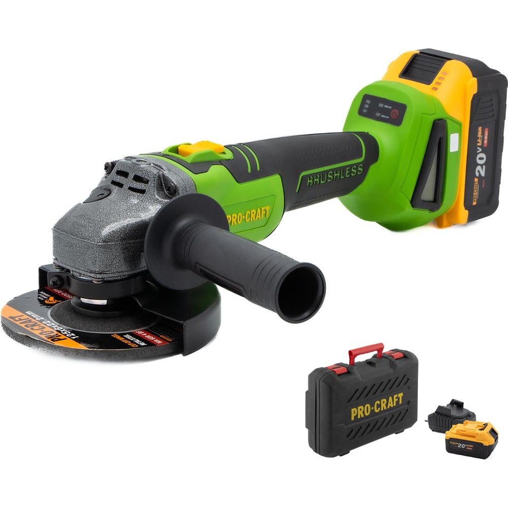 Изображение товара Углошлифовальная машина аккумуляторная PROCRAFT 20В 125 мм PWA216