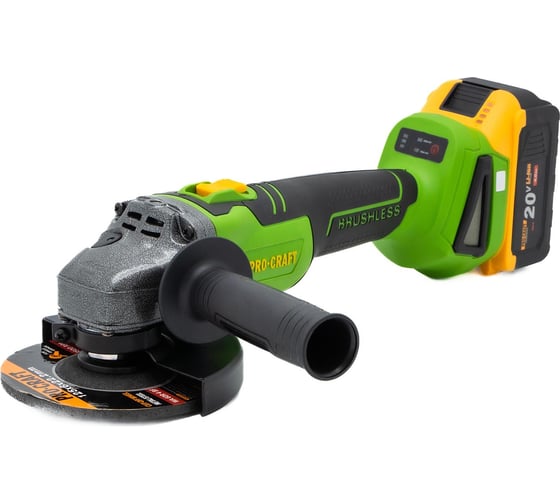 Изображение товара Углошлифовальная машина аккумуляторная PROCRAFT 20В 125 мм (АКБ 4Ач+ЗУ) PWA216