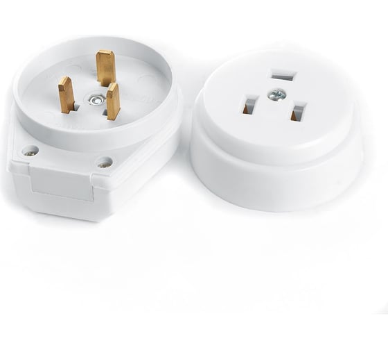 Изображение товара Разборные вилка с розеткой STEKKER открытой установки для плит с заземлением, 32А, белый PPG32-52-20 39469