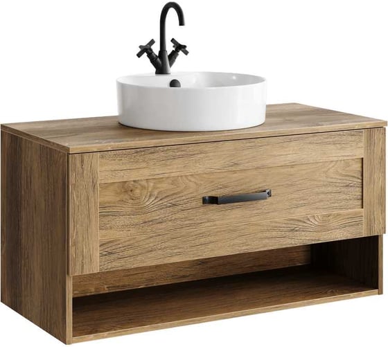 Изображение товара Подвесная тумба для ванной AQWELLA Craft 100 см к раковине 35011015 в цвете дерево темное CRF0110DB