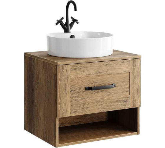 Изображение товара Подвесная тумба для ванной AQWELLA Craft 60 см к раковине 35011015 в цвете дерево темное CRF0106DB
