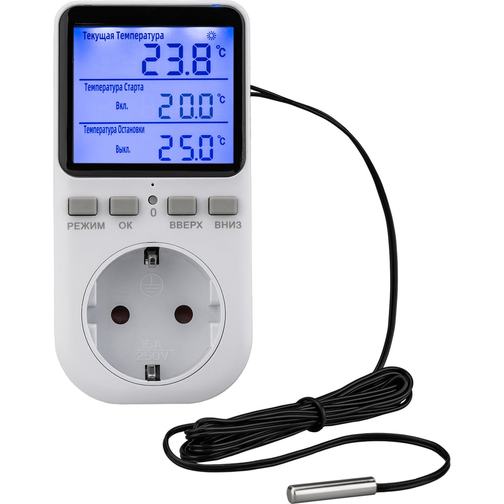 Изображение товара Терморегулятор цифровой REXANT 16А-01 в розетку, белый 51-0800