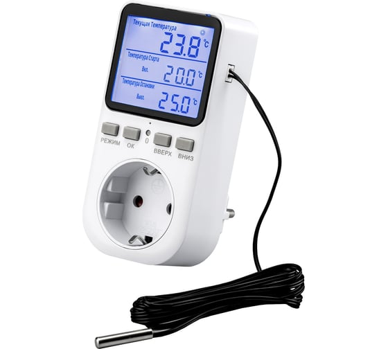 Изображение товара Терморегулятор цифровой REXANT 16А-01 в розетку, белый 51-0800