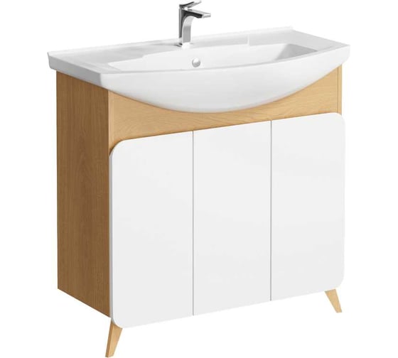 Изображение товара Напольная тумба для ванны AQWELLA Basic 85 см в цвете дерево светлое BAS0108DZ