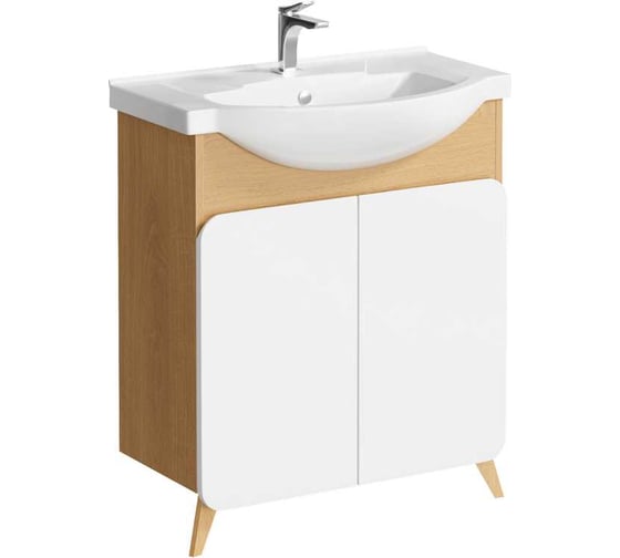 Изображение товара Напольная тумба для ванны AQWELLA Basic 75 см в цвете дерево светлое BAS0107DZ